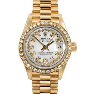 Rolex ladies 18k Gold presidential 26mm white diamond